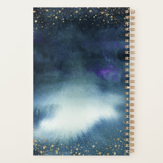 Navy Blauw Goud Aangepaste Bruiloft Planner (Achterkant)