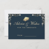 Navy Blauw Goud Afstuderen Advies Behuizing Kaart (Voorkant)