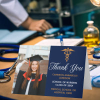 Navy Blauw Goud Afstuderen Foto Medische School