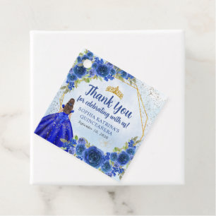 Navy Blauw Goud Bloemen Prinses Kroon Bedankt Bedankjes Labels