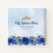 Navy Blauw Goud Bloemen Prinses Quinceañera Notitieboek (Achterkant)