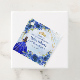 Navy Blauw Goud Bloemen Prinses Tiara Dank u Bedankjes Labels