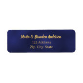 Navy blauw goud bruiloft retour adres etiket (Voorkant)