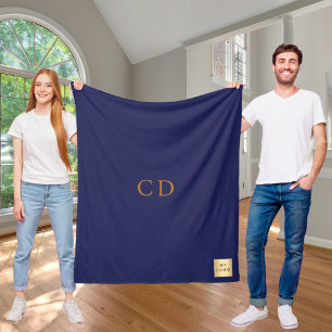 Navy blauw goud corporate logo bedrijf monogram fleece deken