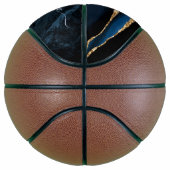 Navy Blauw Goud Custom Letter Naam Basketbal (Rechts)