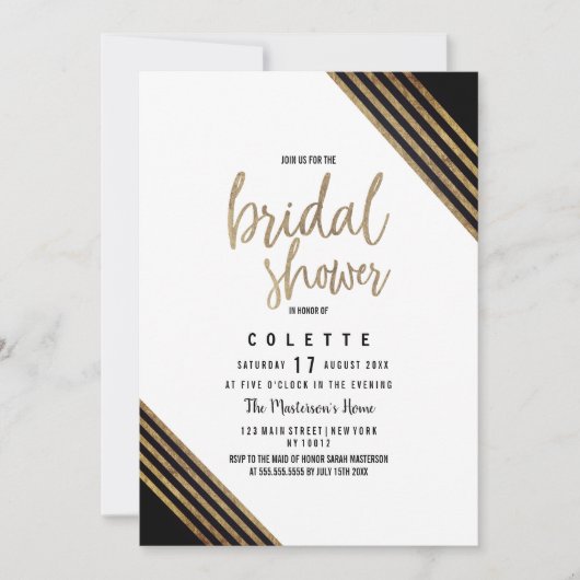 Navy blauw goud geometrisch chique Vrijgezellenfee Kaart (Voorkant)