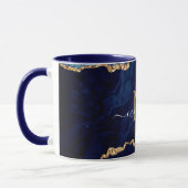 Navy Blauw Goud Marmer Aangepaste Letter Naam Mok (Links)