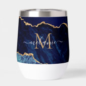 Navy Blauw Goud Marmer Custom Naam en Letter (Achterkant)