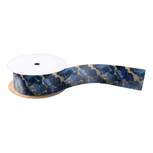 Navy Blauw Goud Marmer Lint