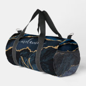 Navy Blauw Goud Marmeren Monogram Aangepaste Jouw  Plunjezak (Rechterhoek)
