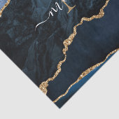 Navy Blauw Goud Marmeren Monogram Naam Weefseldocu Tissuepapier (Detail)