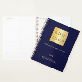 Navy blauw goud naam script business logo 2026 planner (Display)