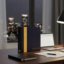 Navy Blauw & Goud Op Maat Gemaakte Binder met Naam