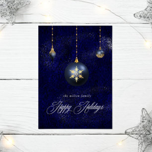 Navy Blauw Goud Ornament Vakantie Groet Kaart