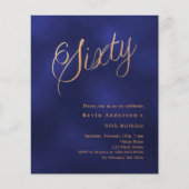 Navy blauw goud script 60e verjaardag uitnodiging (Voorkant)