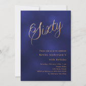 Navy blauw goud script 60ste verjaardag kaart (Voorkant)