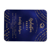 Navy blauw goud sterren afstudeerfeest uitnodiging magneet (Horizontaal)