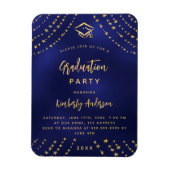 Navy blauw goud sterren afstudeerfeest uitnodiging magneet (Verticaal)