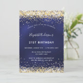 Navy blauw goud verjaardag kaart (Staand voorkant)