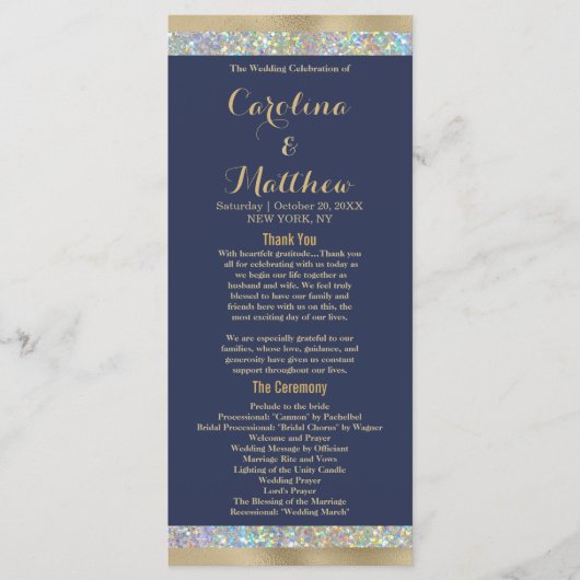 Navy blauw goud zilver holografische glitter programma (Voorkant)