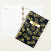 Navy Blauw Gouden Ananas Gepersonaliseerd Jaarlijk Planner (Display)