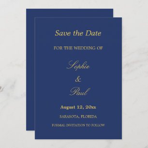 Navy Blauw Gouden Beige Save the Date
