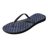 Navy-blauw gouden zeemeermin schubbenpatroon teenslippers (Schuin)