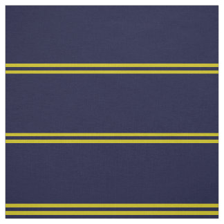 Navy blauw, goudstrips stof