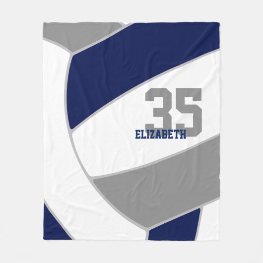 Navy blauw grijs en wit Ginormus volleybal Fleece Deken (Voorkant)