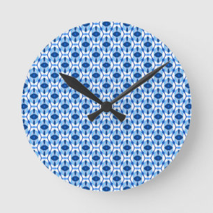 Navy blauw & lichtblauw Abstract geometrisch Ronde Klok