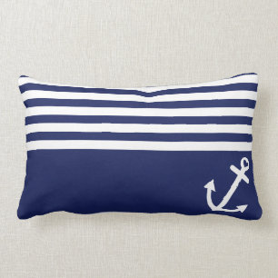 Navy Blauw Liefde Anker Scheepvaart Kussen