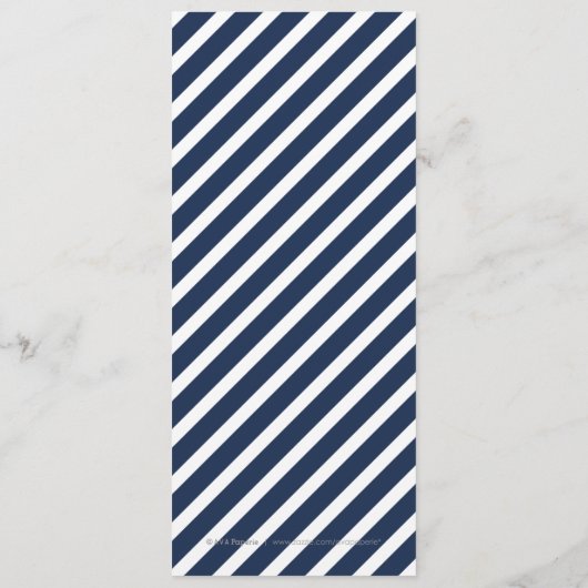 Navy blauw minimalistisch modern huwelijksmenu menu (Achterkant)