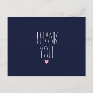 Navy blauw modern dank u briefkaart