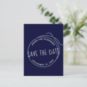 Navy Blauw Nautisch Touw Bruiloft Save the Date Aankondigingskaart (Staand voorkant)
