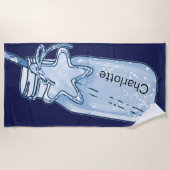 Navy blauw potje flesnaam fun strandlaken (Voorkant)