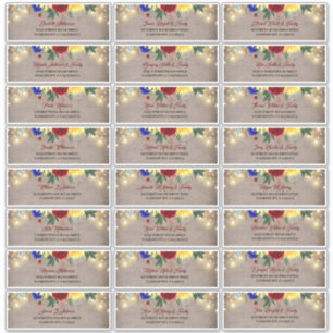 Navy Blauw Rood Geel Gast Namen Adresetiketten Sticker