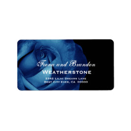 Navy blauw Roos bruiloft A003 Etiket