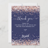 Navy blauw roos goud dank u kaart (Voorkant)