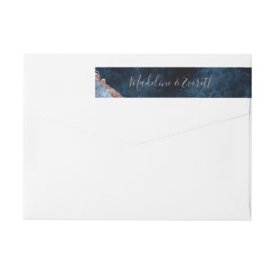 Navy Blauw Roos Gouden Agaat Marmer Monogram Bruil