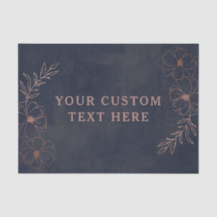 Navy Blauw & Roos Gouden Folie Bloemengrens Bruilo Tissuepapier