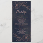 Navy blauw & Roos goudfolie chique huwelijksceremo Programma (Achterkant)