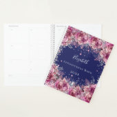 Navy blauw roze bloemen elegante naam 2026 planner (Display)