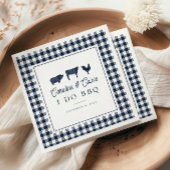 Navy Blauw Rustiek Land "Ik doe BBQ" Bruiloft Servet