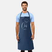 Navy blauw schattig pet en script gepersonaliseerd schort (Gedragen)