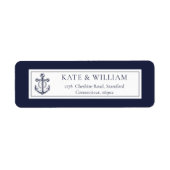 Navy Blauw Scheepsanker Retouradres Etiket (Voorkant)