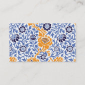 Navy Blauw & Sinaasappel Retro Bloemen Damask Visitekaartje (Achterkant)