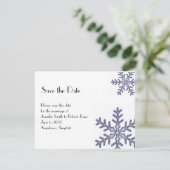 Navy Blauw Sneeuwvlok Winter Bruiloft Save the Dat Save The Date (Staand voorkant)