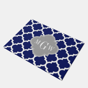 Navy Blauw Wht Marokkaans #5 Grijs 3 Initiele Mono Deurmat