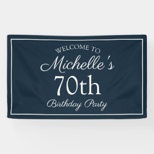 Navy Blauw Wit 70ste Verjaardagsfeest Spandoek