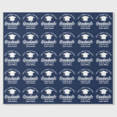 Navy Blauw Wit Afstuderen Custom Afstuderen Cadeaupapier (Vlak)